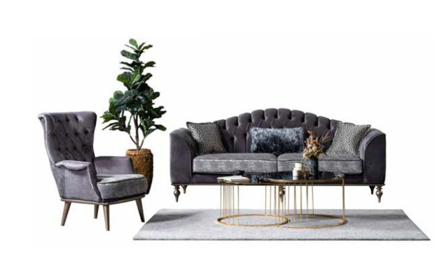 Chesterfield seating set three-seater armchair designer living room furniture