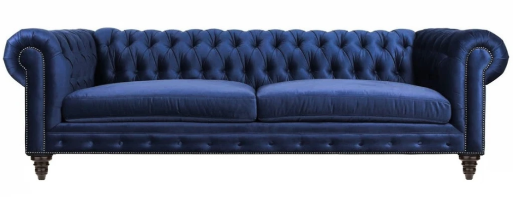 Chesterfield Three Seater Blue new Living room Modern Creative Furniture Textile Fabric