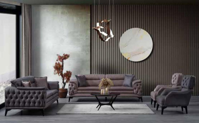 Luxury furniture Brauner Living room Two-seater Textile and Leather Sofas Modern