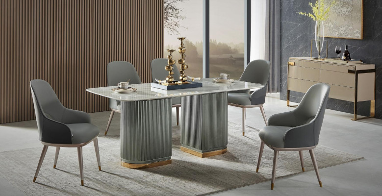 Design Set 6x Chair Armchair Upholstery Chairs Gastro Dining room Leather new Armchair