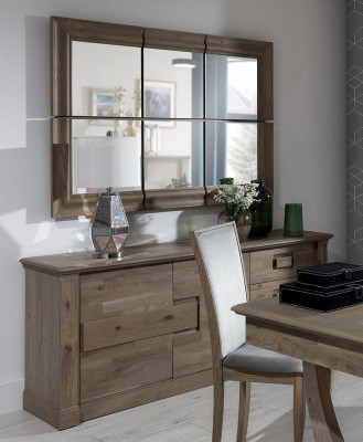 Chests of drawers Wardrobe with Mirror xxl Chest of drawers Buffet Wood new Sideboard 2 pcs. Wood set