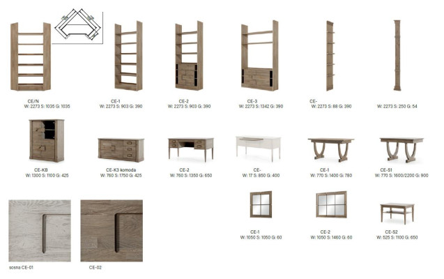 Chests of drawers Wardrobe with Mirror xxl Chest of drawers Buffet Wood new Sideboard 2 pcs. Wood set