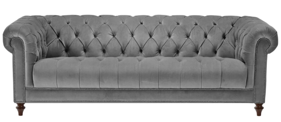 Three Seater Gray Fabric Living room Design Couches Upholstery Sofa Sofas Chesterfield