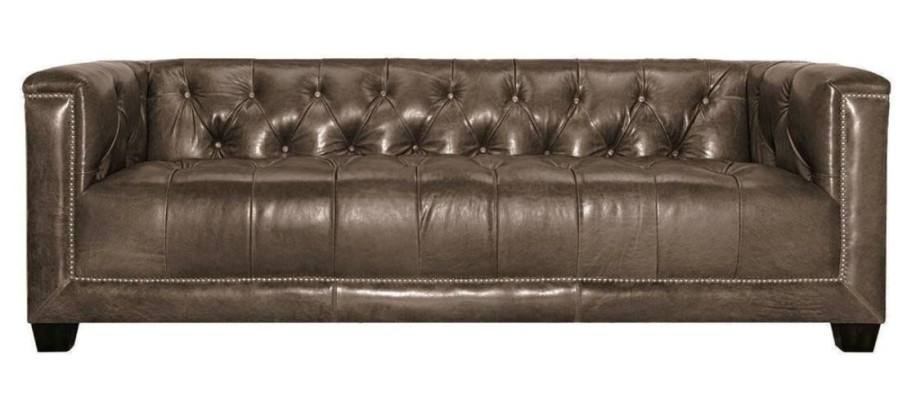 Brown Three Seater Leather Chesterfield Living room Modern Design Couches Sofa new