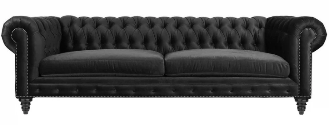 Chesterfield Black Living room Modern Three Seater Creative Furniture Textile Fabric