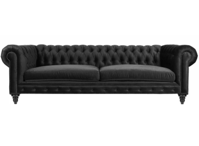 Chesterfield Black Living room Modern Three Seater Creative Furniture Textile Fabric