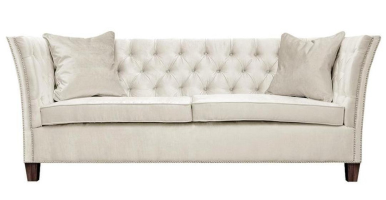 Chesterfield Two-seater Light Gray Fabric Living room Design Upholstery Sofa Creative