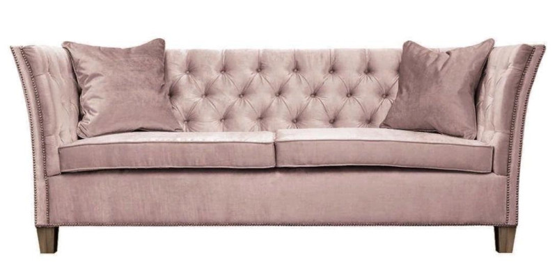 Chesterfield Two-seater Light Gray Fabric Living room Design Upholstery Sofa Creative