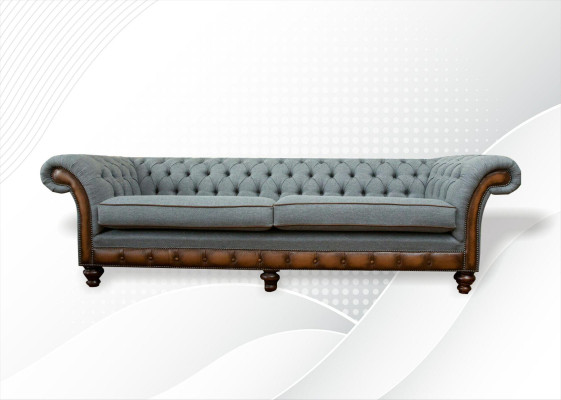 Big xxl Sofa 4 Seater Couch Chesterfield Upholstery Suite Leather Textile Gray