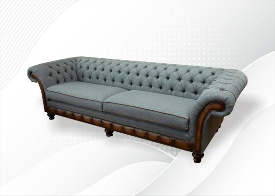 Big xxl Sofa 4 Seater Couch Chesterfield Upholstery Suite Leather Textile Gray