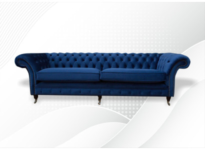 Blue e xxl Big Sofa Couch Chesterfield 265cm Upholstery Sofas 4 Seater