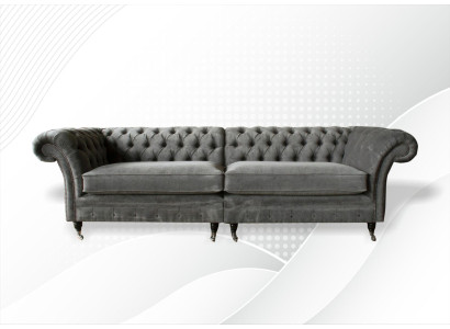 XXL Chesterfield Sofa 4 Seater Couch Upholstery Seat Suite Textile Leather