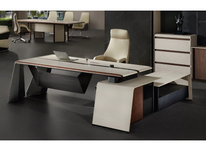 Design Office Desk Table Armchair Furnishings Corner Table with Chair 2pcs.
