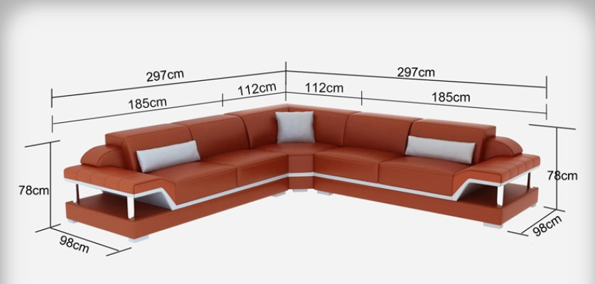 Leather sofa with USB Living landscape Corner sofa Eck Suite Design Modern Sofa G8004B