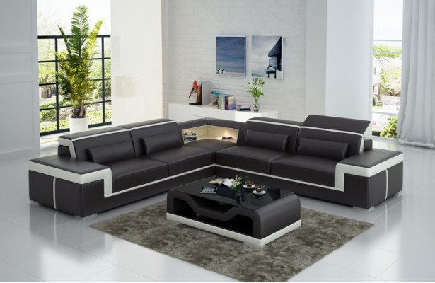 Leather sofa with USB,Living landscape Corner sofa Eck Suite Design Modern Sofa G8020B