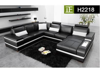 Corner sofa Leather sofa with USB Big XXL U-shape Living landscape Sofa Couch Suite LED