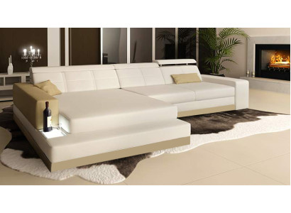 Leather sofa with USB Living landscape Corner sofa Eck Suite Design Modern Sofa C4010B