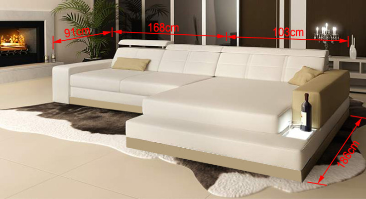 Leather sofa with USB Living landscape Corner sofa Eck Suite Design Modern Sofa C4010B