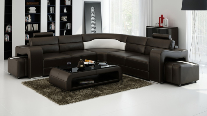 Leather sofa with USB,Living landscape Corner sofa Eck Suite Design Modern Sofa F3008B