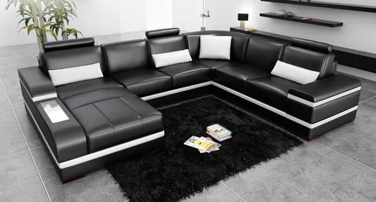 Corner sofa Leather sofa with USB Big XXL U-shape Living landscape Sofa Couch Suite LED