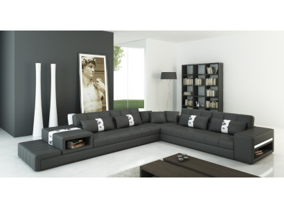 Corner sofa with USB Couch Sofa Living landscape Seat Corner Suite Leather Textile Peterso