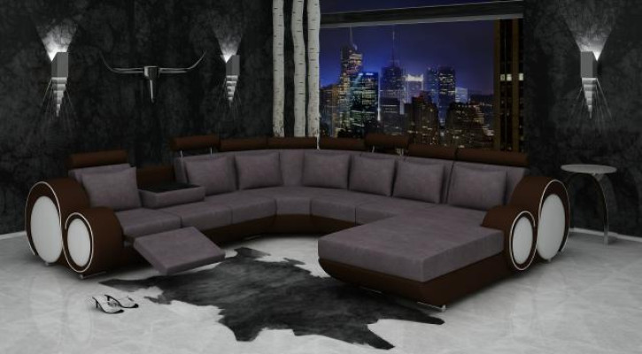 Textile Sofa with USB XXL Living landscape Fabric Couch Big Upholstery Sofa U-shape new