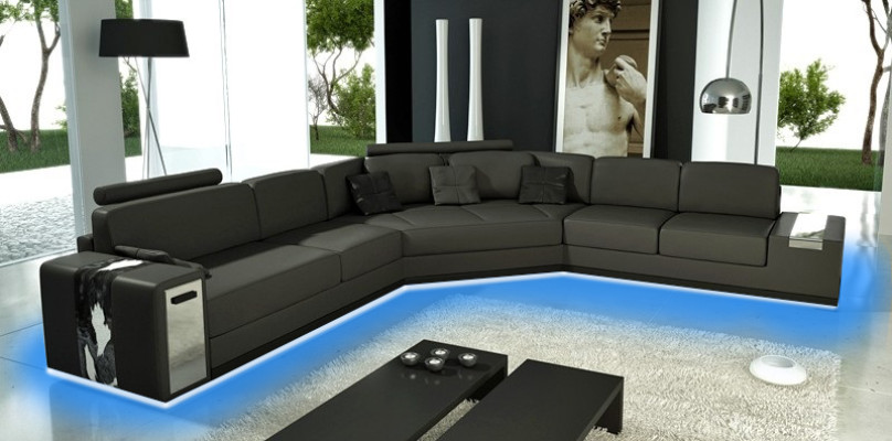 Living landscape Round Corner sofa Leather Round Couch Suite Sofa Couch Corner + USB