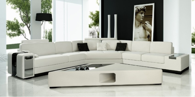 Modern Corner sofa Living landscape Couch Table Sideboard Sofa USB Corner suite 3-piece.