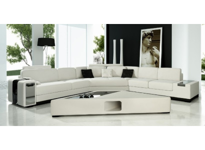 Modern Corner sofa Living landscape Couch Table Sideboard Sofa USB Corner suite 3-piece.
