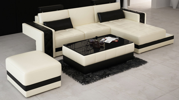 Leather sofa with USB Living landscape Corner sofa Corner Suite Design Modern Sofa L6010D