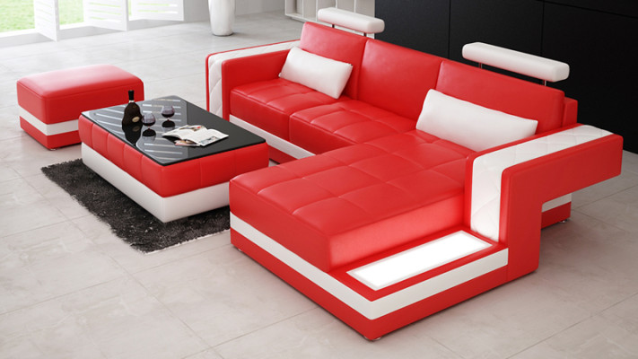 Leather sofa with USB Living landscape Corner sofa Corner Suite Design Modern Sofa L6010D