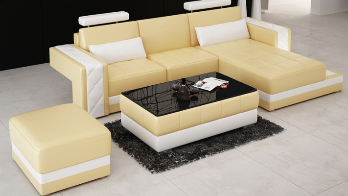 Leather sofa with USB Living landscape Corner sofa Corner Suite Design Modern Sofa L6010D