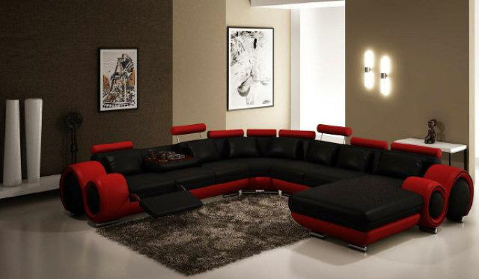 Leather Sofa with USB Couch XXL Living landscape Leather couch Big Sofas Corner sofa