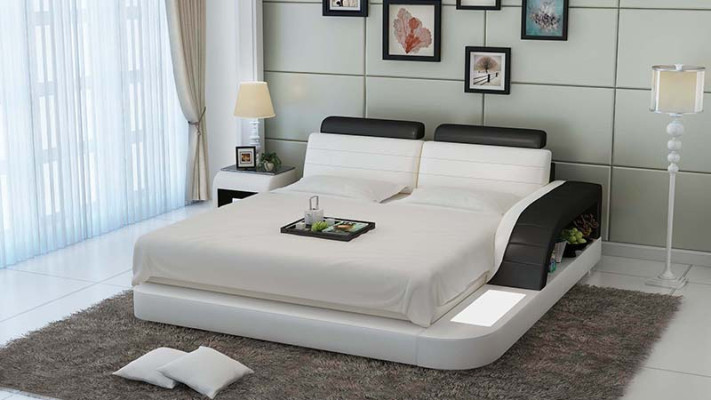 Modern Bedroom Bed High Quality Design Beds Upholstery Multifunction +USB