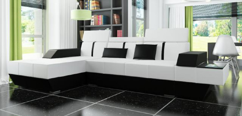 Leather sofa with USB Sofa Corner sofa Corner sofa Leather couch Upholstery Corner made to measure