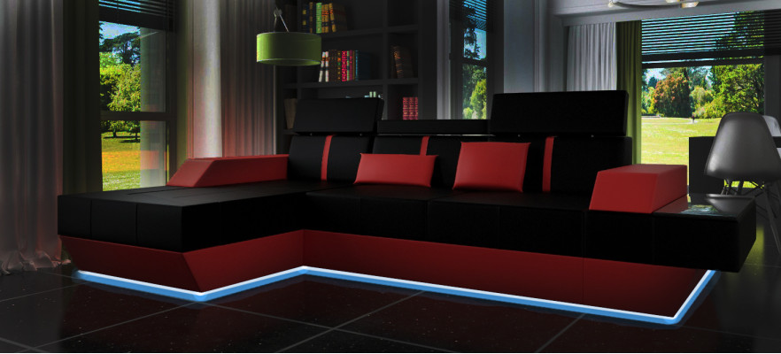 Leather sofa with USB Sofa Corner sofa Corner sofa Leather couch Upholstery Corner made to measure