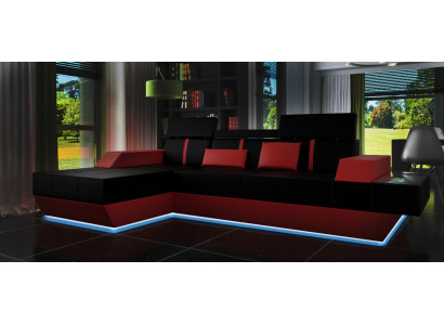 Leather sofa Living landscape Couch Sofa Corner sofa USB Leather Upholstery made to measure