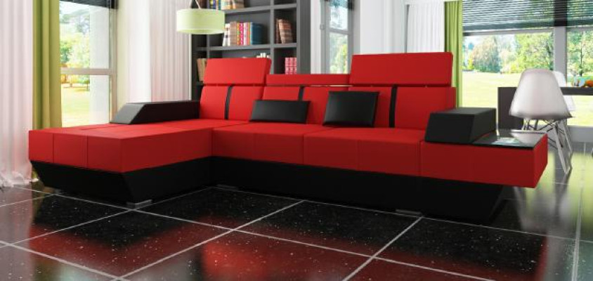 Leather sofa Living landscape Couch Sofa Corner sofa with USB, Leather couch Upholstery Corner