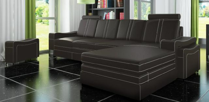LEATHER SOFA Living landscape Corner sofa new Suite SOFA XXL LEATHER COUCH with USB FRANCO