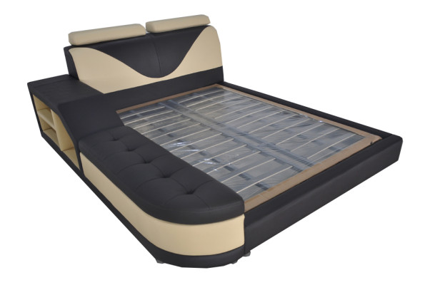 Design Multifunction Bed XXL Big Beds Leather Hotel Upholstery 180x200 Shelf USB
