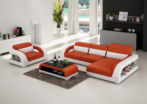 Leather sofa Couch Living landscape Corner sofa Armchair Set Suite Design Sofa