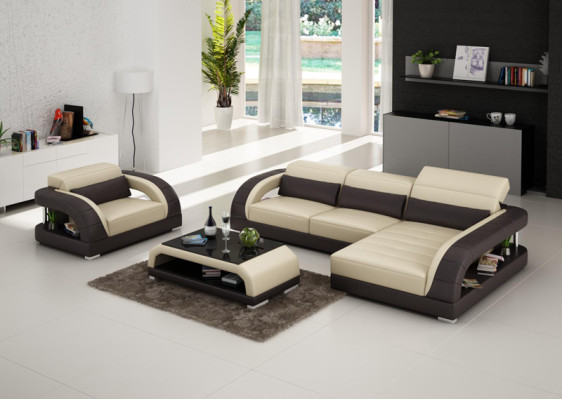 Leather sofa Couch Living landscape Corner sofa Armchair Set Suite Design Sofa