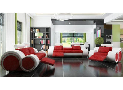 Sofa set Upholstery Sofa Couch Leather Suite Living landscape 3+2+1 Textile BER