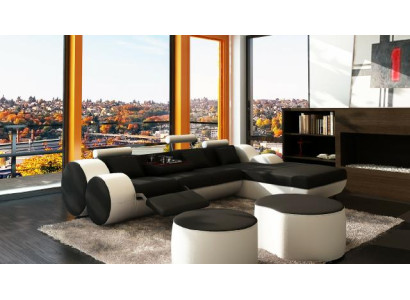 DESIGNER LEATHER SOFA Suite Corner sofa Leather Corner sofa Living landscape LEATHER COUCH