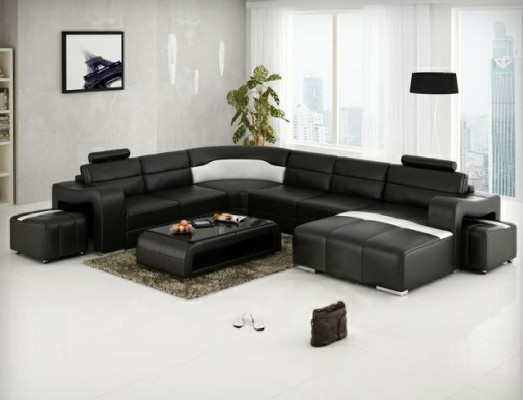 Living landscape Couch Upholstery Corner Suite Designer Leather Sofa Big Sofa USB new