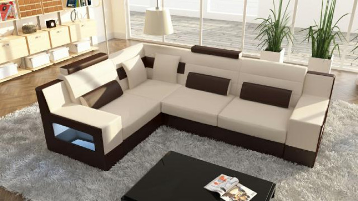 Living landscape Sofa Couch Upholstery Corner Corner sofa Suite Textile Fabric Leather Sofas