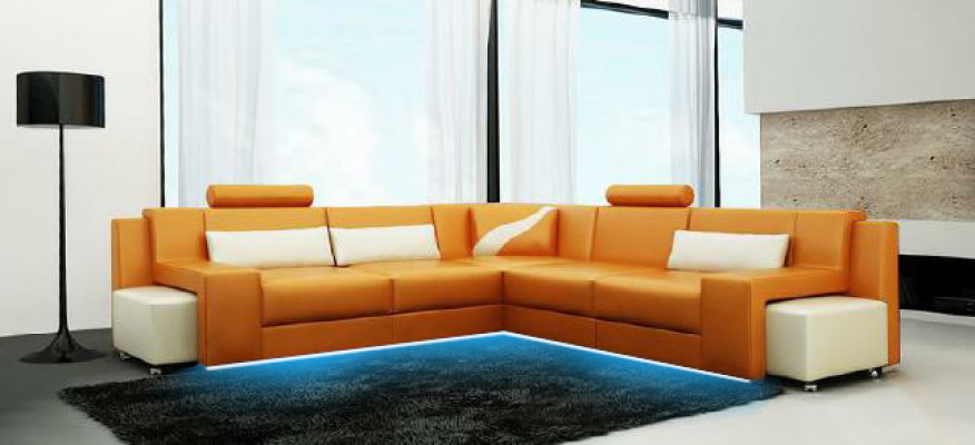 Living landscape Upholstery Corner Corner Sofa Seat Couch Suite Landscape Leather V015B