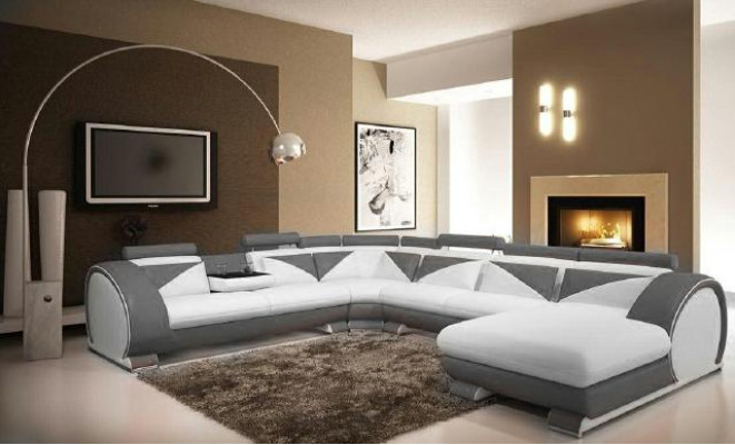 Leather sofa U-shape with USB Corner sofa Upholstery Sofa Leather Couch Seat Eck Suite Corner