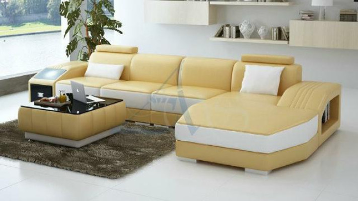 Living landscape Upholstery Corner Corner Sofa Couch Suite Landscape Leather new / 2724B