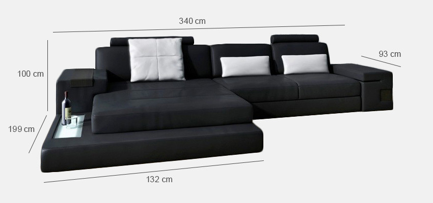 L-shape Living landscape Couch Big XXL Sofa Leather Upholstery Corner Suite Fabric Textile